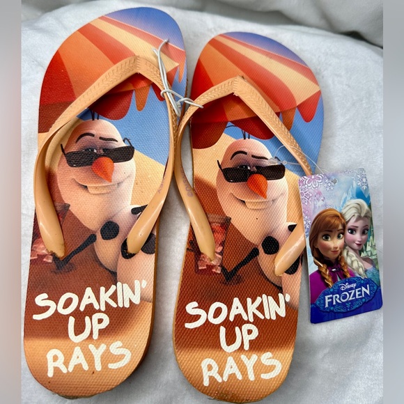 Disney Frozen ‘Olaf’ Flip Flop Sandals. Size 5-6 - Picture 1 of 4